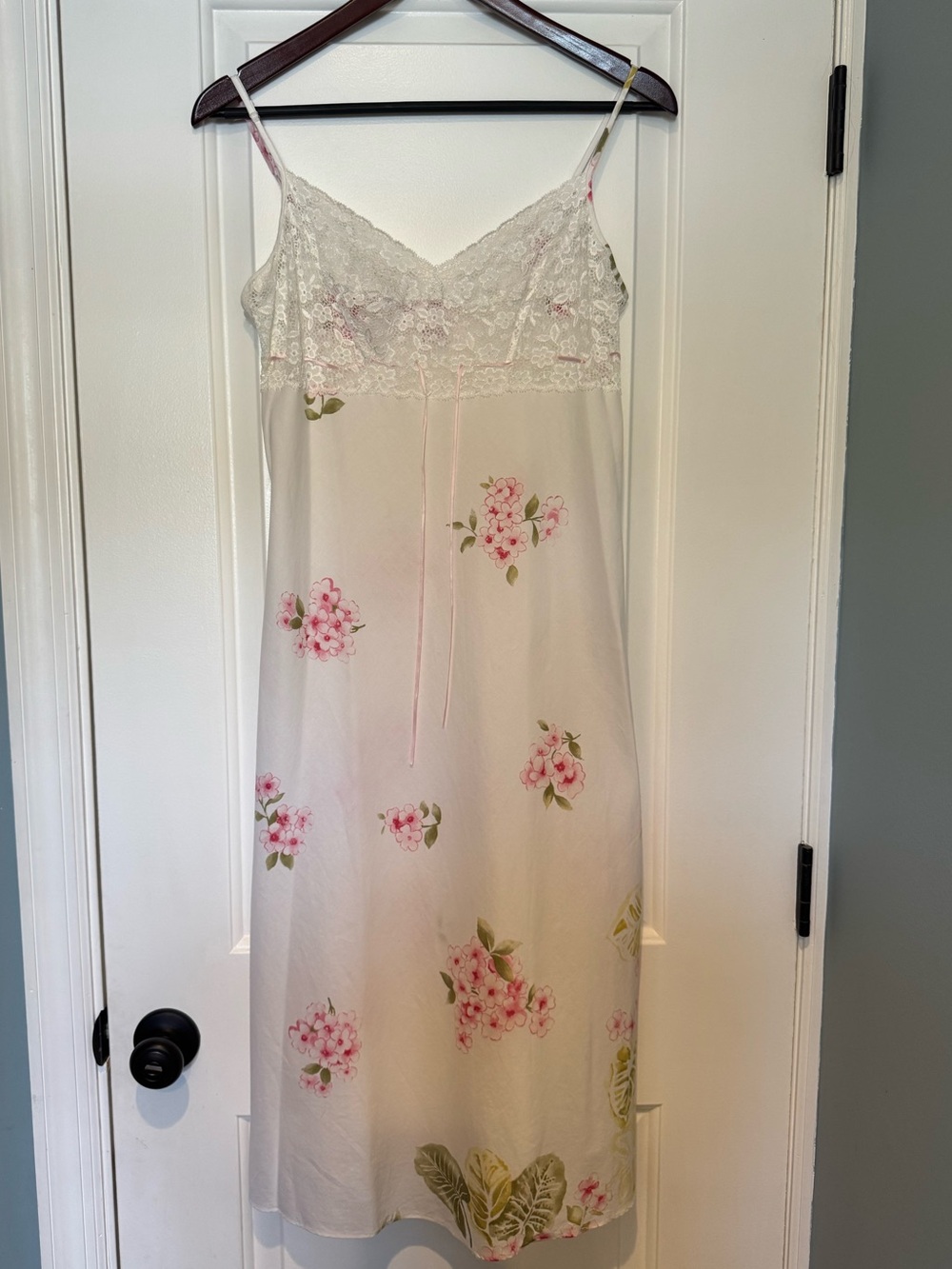 Oscar de la Renta Pink Label Floral Lace Full Slip Cotton Adjustable Straps S